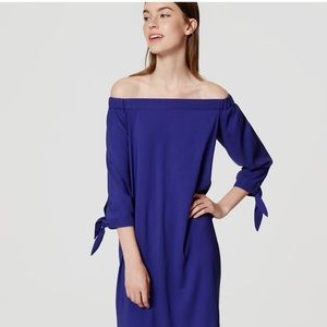 LOFT COBALT BLUE OFF THE SHOULDER DRESS